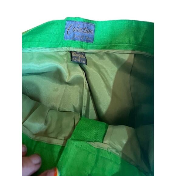 Point of View Collection Women's High Rise Preppy Shorts Linen Pleated Green 4 - Picture 4 of 9